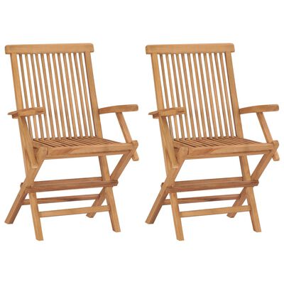 vidaXL Garden Chairs with Cream White Cushions 2 pcs Solid Teak Wood