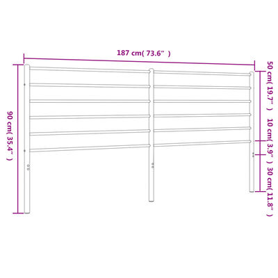 vidaXL Metal Headboard Black 180 cm