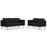 vidaXL 2 Piece Sofa Set Fabric Black