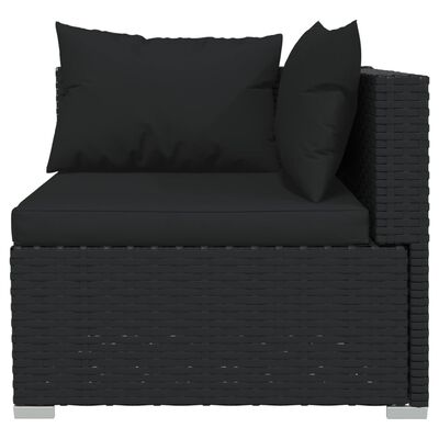 vidaXL 6 Piece Garden Lounge Set with Cushions Poly Rattan Black