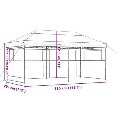 vidaXL Foldable Party Tent Pop-Up with 3 Sidewalls Beige