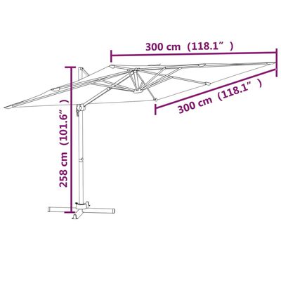 vidaXL Cantilever Garden Parasol with Aluminium Pole Sand White 300x300 cm