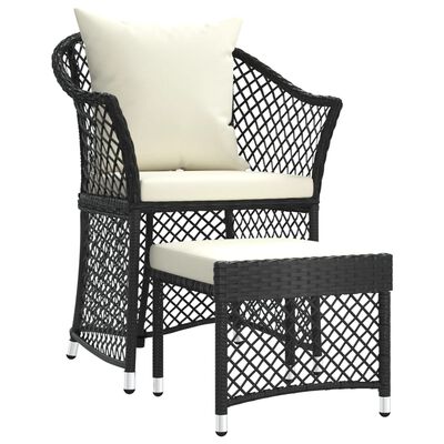 vidaXL 2 Piece Garden Lounge Set with Cushions Black Poly Rattan