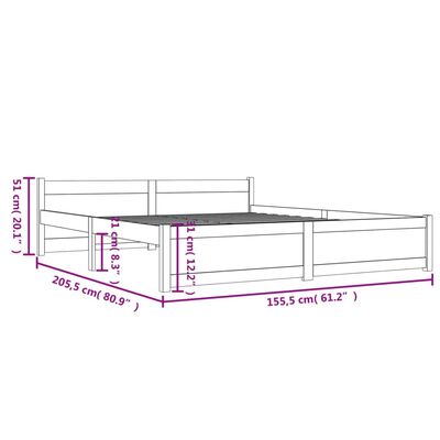 vidaXL Bed Frame White Solid Wood 150x200 cm King Size