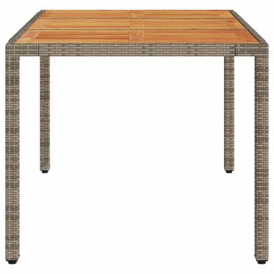 vidaXL Garden Table 150x90x75 cm Acacia Wood and Poly Rattan Grey