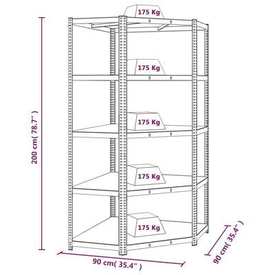 vidaXL 5-Layer Shelves 5 pcs Silver Steel&Engineered Wood