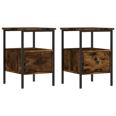 vidaXL Bedside Cabinets 2 pcs Smoked Oak 34x36x50 cm Engineered Wood