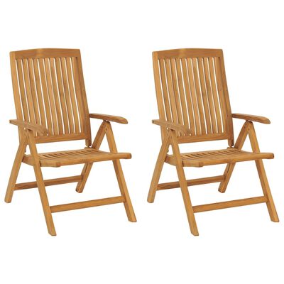 vidaXL Reclining Garden Chairs with Cushions 2 pcs Solid Wood Teak