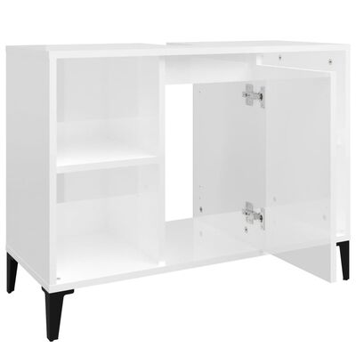 vidaXL Sink Cabinet High Gloss White 80x33x60 cm Engineered Wood