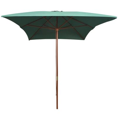 vidaXL Garden Parasol 200x300 cm Wooden Pole Green