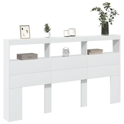 vidaXL Headboard Cabinet with LED White 180x17x102 cm