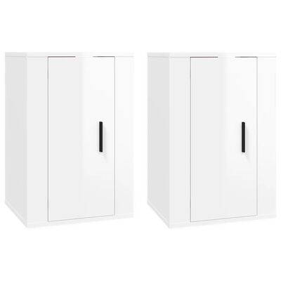 vidaXL Wall Mounted TV Cabinets 2 pcs High Gloss White 40x34.5x60 cm