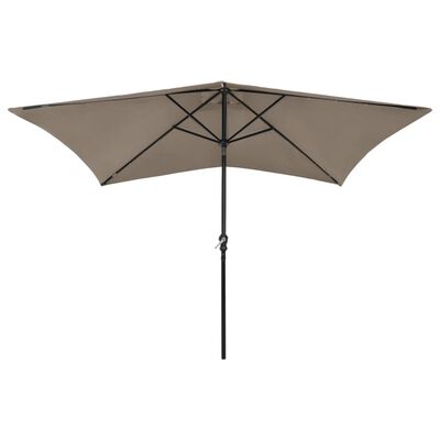 vidaXL Garden Parasol with LEDs and Steel Pole Taupe 2x3 m