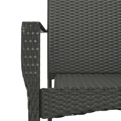 vidaXL 3 Piece Garden Dining Set with Cushions Black Poly Rattan