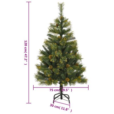 vidaXL Artificial Hinged Christmas Tree 150 LEDs & Ball Set 120 cm