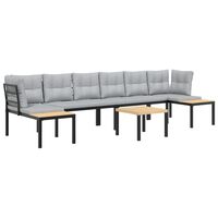 vidaXL 5 Piece Garden Sofa Set with Cushions Black Powder-coated Steel