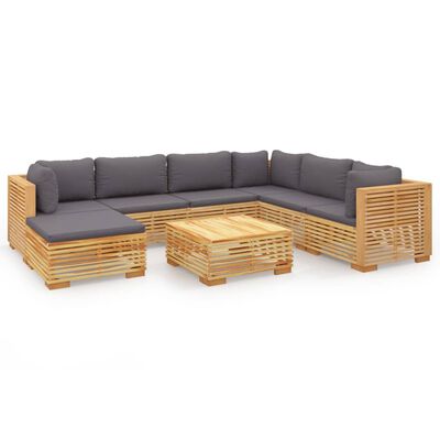 vidaXL 8 Piece Garden Lounge Set with Cushions Solid Teak Wood