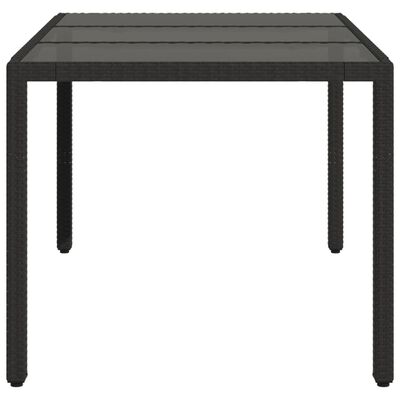 vidaXL Garden Table 150x90x75 cm Tempered Glass and Poly Rattan Black