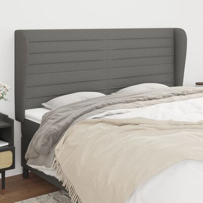 vidaXL Headboard with Ears Dark Grey 203 cm Fabric