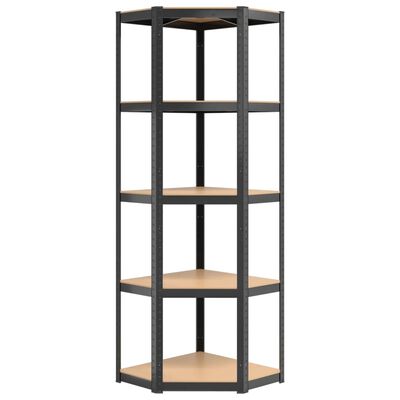 vidaXL 5-Layer Corner Shelf Anthracite Steel&Engineered Wood