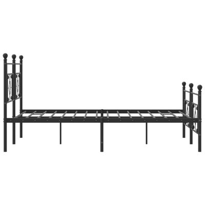 vidaXL Metal Bed Frame without Mattress with Footboard Black 180x200 cm Super King