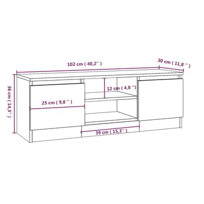 vidaXL TV Cabinet with Door White 102x30x36 cm