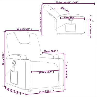 vidaXL Stand up Massage Recliner Chair Cream Fabric