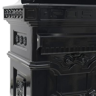 vidaXL Pillar Letterbox Aluminium Vintage Style Rustproof Black