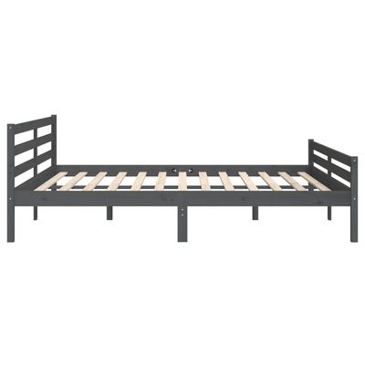 vidaXL Bed Frame without Mattress Grey Solid Wood 180x200 cm Super King