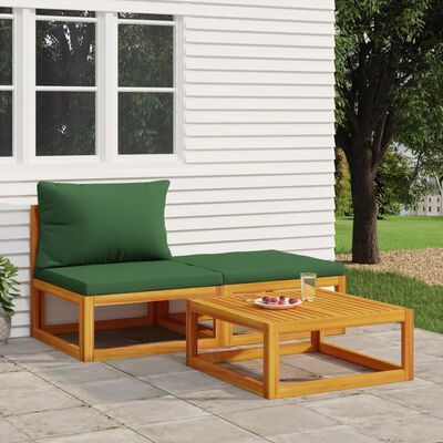 vidaXL 3 Piece Garden Lounge Set with Cushions Solid Wood Acacia