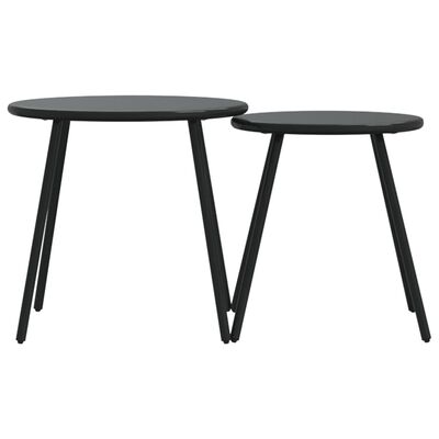 vidaXL Garden Coffee Tables 2 pcs Round Black Powder-coated Steel