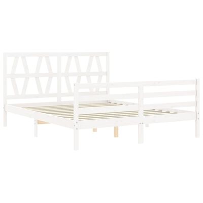 vidaXL Bed Frame without Mattress White King Size Solid Wood