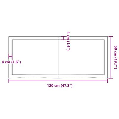 vidaXL Bathroom Countertop Dark Brown 120x50x(2-4) cm Treated Solid Wood