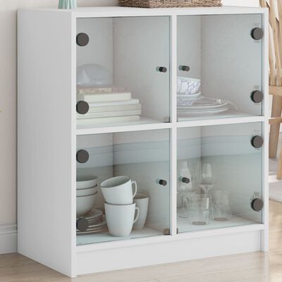 vidaXL Side Cabinet with Glass Doors White 68x37x75.5 cm