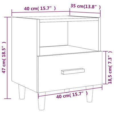vidaXL Bedside Cabinets 2 pcs High Gloss White 40x35x47 cm