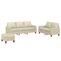 vidaXL 3 Piece Sofa Set with Cushions Cream Faux Leather