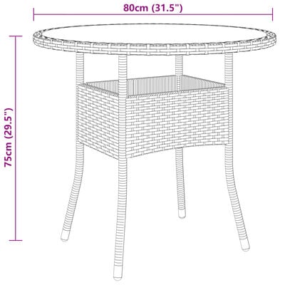 vidaXL 3 Piece Garden Dining Set Poly Rattan Black