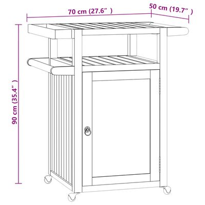 vidaXL Bar Cart 70x50x90 cm Solid Wood Teak