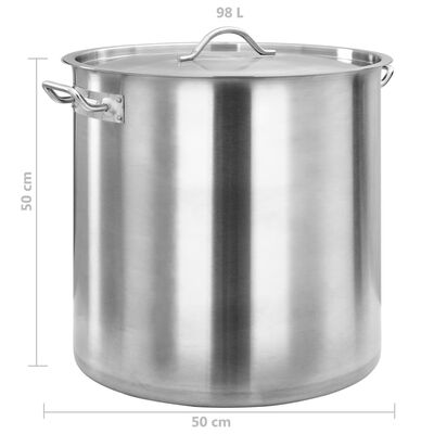 vidaXL Stock Pot 98 L 50x50 cm Stainless Steel