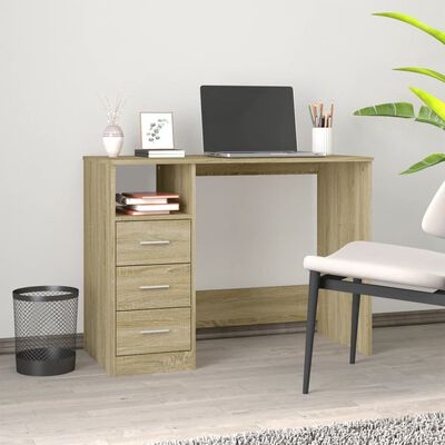 vidaXL Desk with Drawers Sonoma Oak 102x50x76 cm Engineered Wood