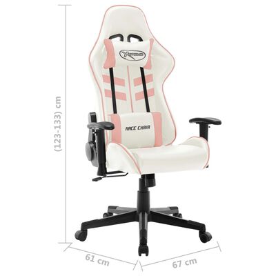 vidaXL Gaming Chair White and Pink Artificial Leather