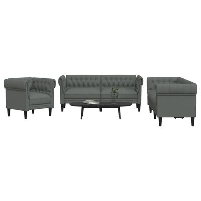 vidaXL 3 Piece Sofa Set Dark Grey Fabric