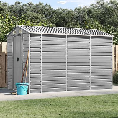 vidaXL Garden Shed Light Grey 191x300x198 cm Galvanised Steel