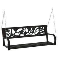 vidaXL Garden Swing Bench 125 cm Steel and Plastic Black