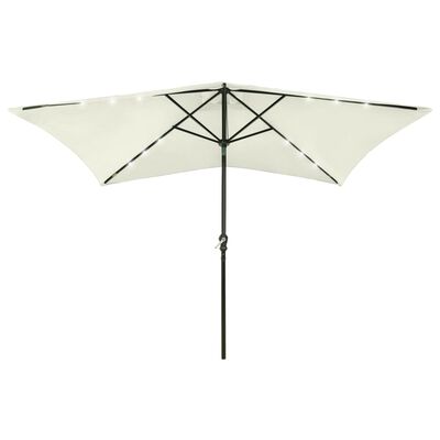 vidaXL Garden Parasol with LEDs and Steel Pole Sand 2x3 m