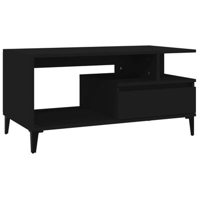 vidaXL Coffee Table Black 90x49x45 cm Engineered Wood