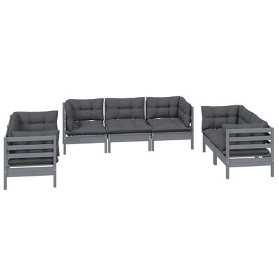 vidaXL 7 Piece Garden Lounge Set with Cushions Solid Pinewood