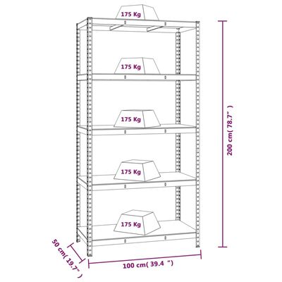 vidaXL 5-Layer Storage Shelf Silver Steel&Engineered Wood