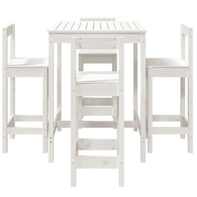 vidaXL 5 Piece Garden Bar Set White Solid Wood Pine