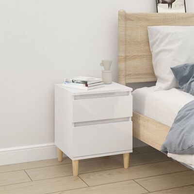 vidaXL Bedside Cabinet High Gloss White 40x35x50 cm